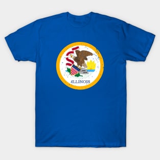Retro Illinois State Flag // Vintage Illinois Grunge Emblem T-Shirt